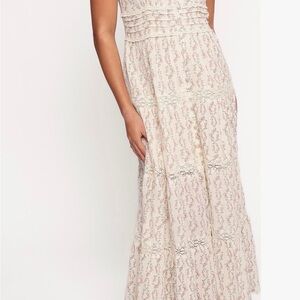 Petal & Pup Cream Maxi Dress with Pink Floral Print